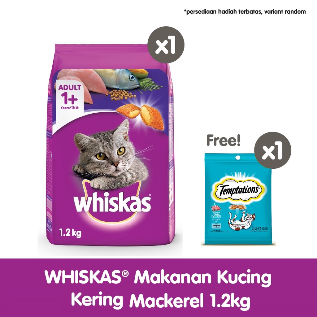 WHISKAS® Makanan Kucing Kering 1.2kg-Mackerel