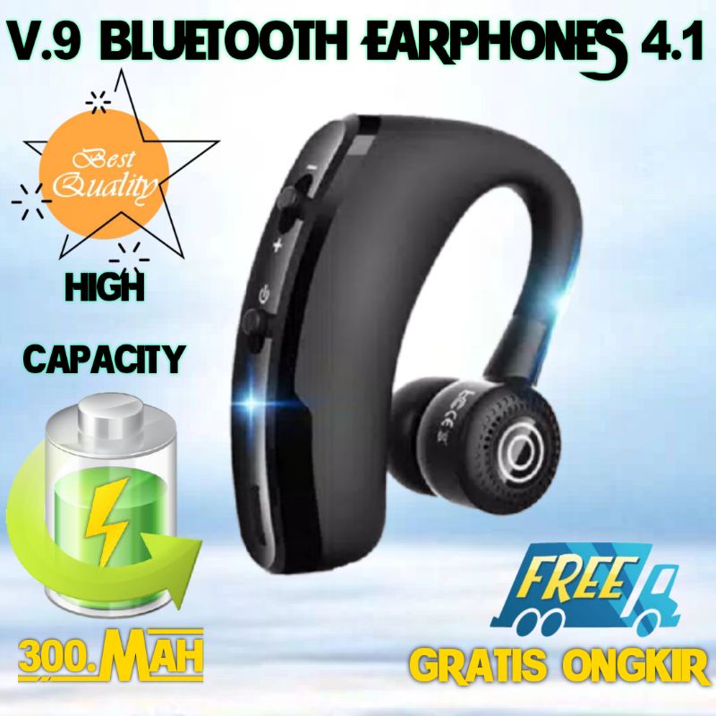 Headset bluetooth V.9 earphones original.