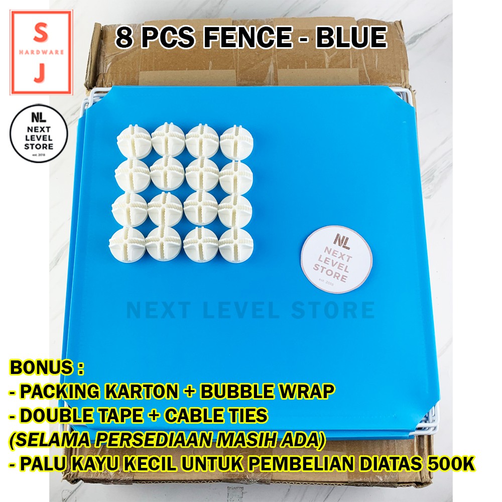 SJHardware Pet Fence Kandang Anjing Kucing Kelinci Pagar Plastik BLUE - Small Size 35x35cm