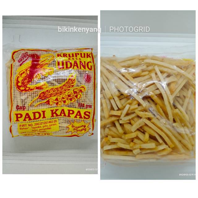 

Krupuk Udang Stik Super "PADI KAPAS" Krupuk Udang Stik Panjang Berat-250 Gram Khas Indramayu Cirebon