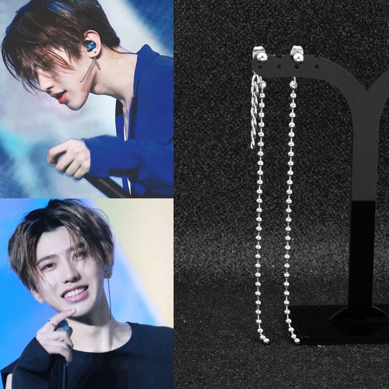 [Bayar Di Tempat]1Pc Anting Tusuk/Jepit Rantai Manik Stainless Steel K-POP BTS Boys Cai Xukun