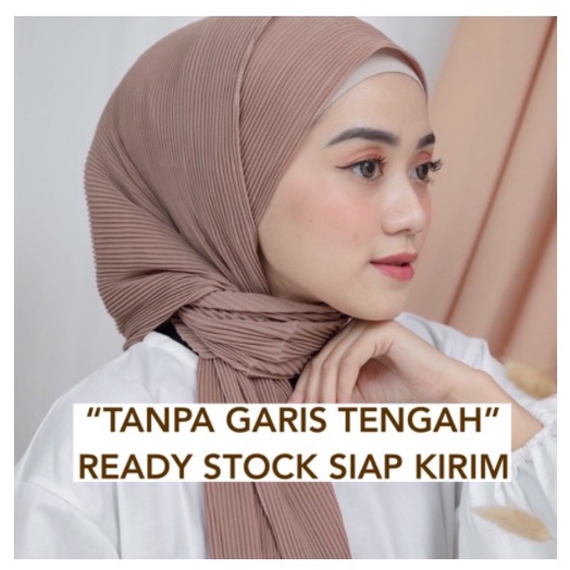PASHMINA PLISKET BAHAN CERUTY BABY DOLL  FULL PREMIUM TANPA GARIS TENGAH BISA COD