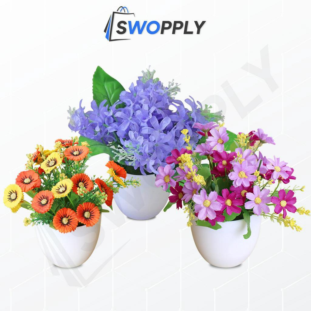 Swopply PT17 PT18 PT21 Pot Tanaman Hias Bunga Hias Plastik Ornamen Pot Bongsai Artificial Flower Decoration