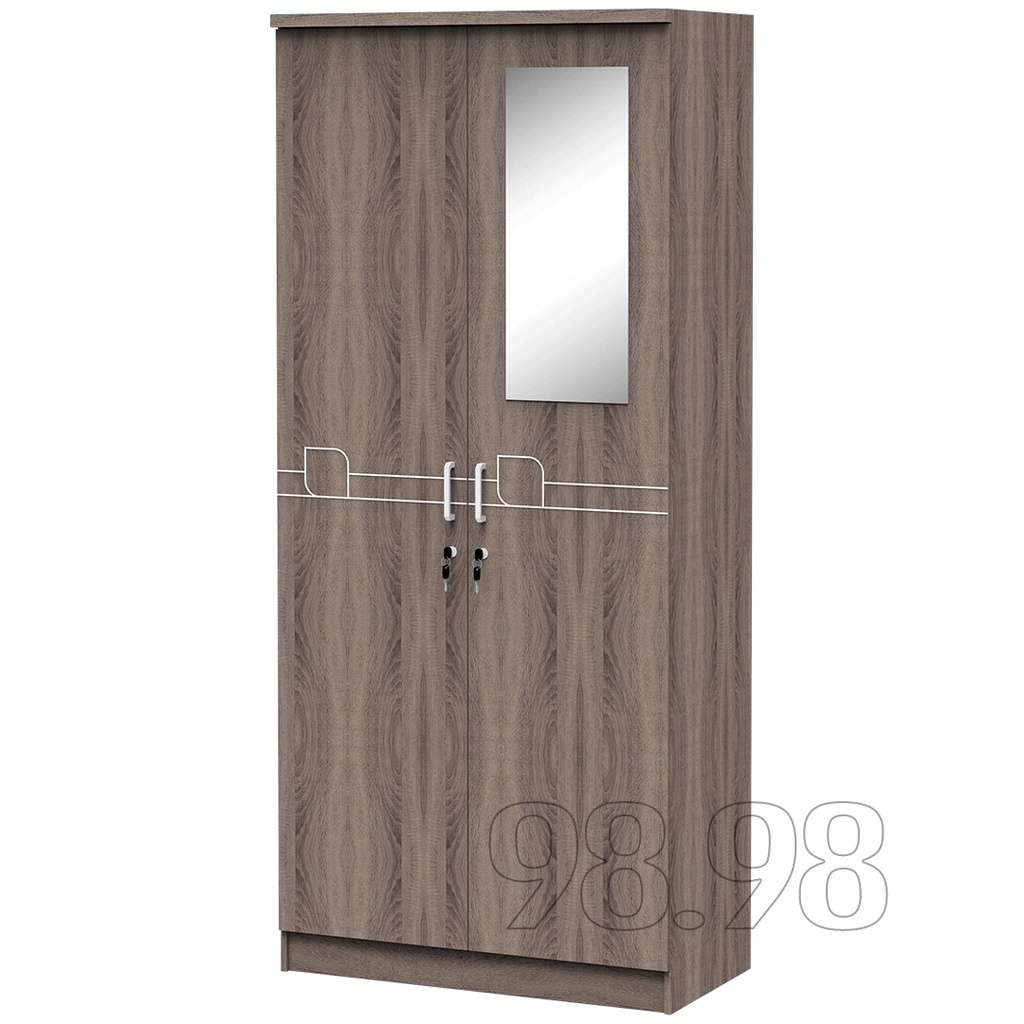 Lemari Pakaian 2 Pintu - Lemari Baju 3 Pintu kaca tengah - Lemari Pakaian Minimalis Ernest - Medan