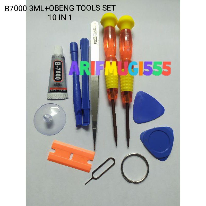 OBENG TOOLS SET OPENING 10 IN 1+LEM B7000 3ML+B7000 15 ML+T7000 15 ML ORIGINAL