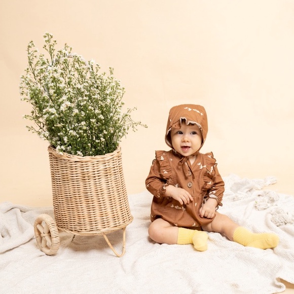 Bohopanna Long Ara Bodysuit - Jumper Bodysuit Anak Perempuan 0-6, 6-12 bulan, 1, 2 tahun Boho Baby Bohobaby