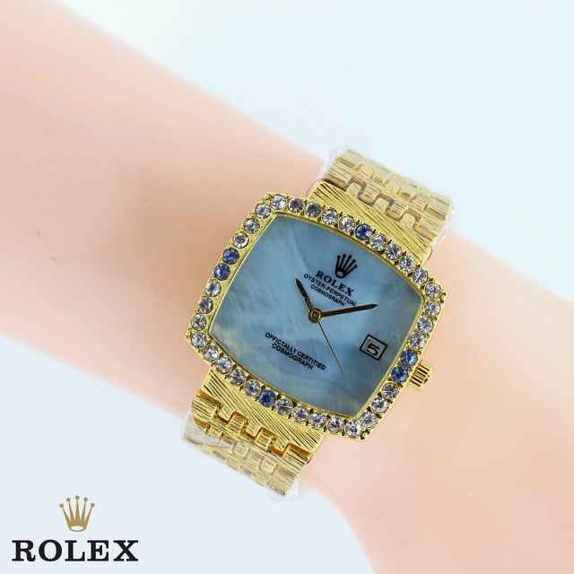 JAM TANGAN WANITA ROLEX SEGI TANGGAL GOLD BLUE