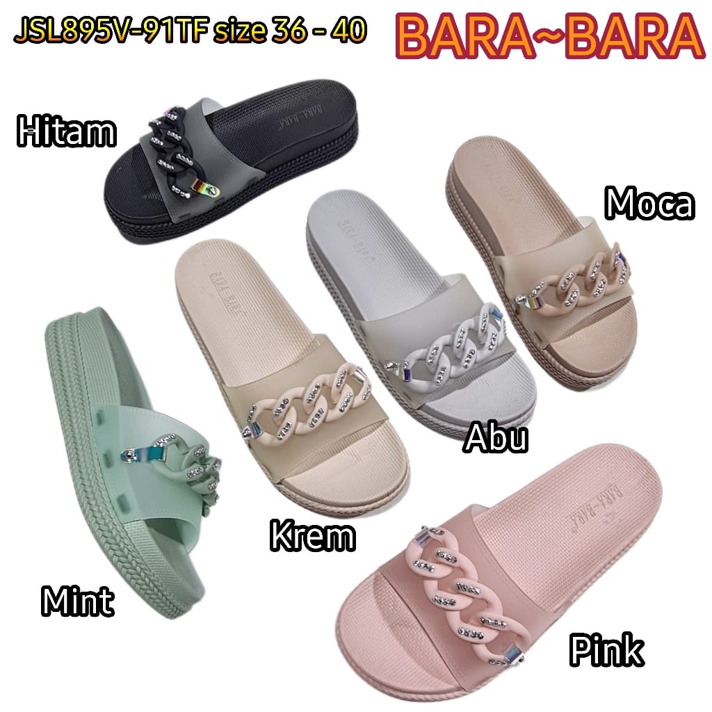 BARA BARA ORIGINAL jelly sandal karet empuk murah wanita selop import barabara cewek JSL895V-91TF