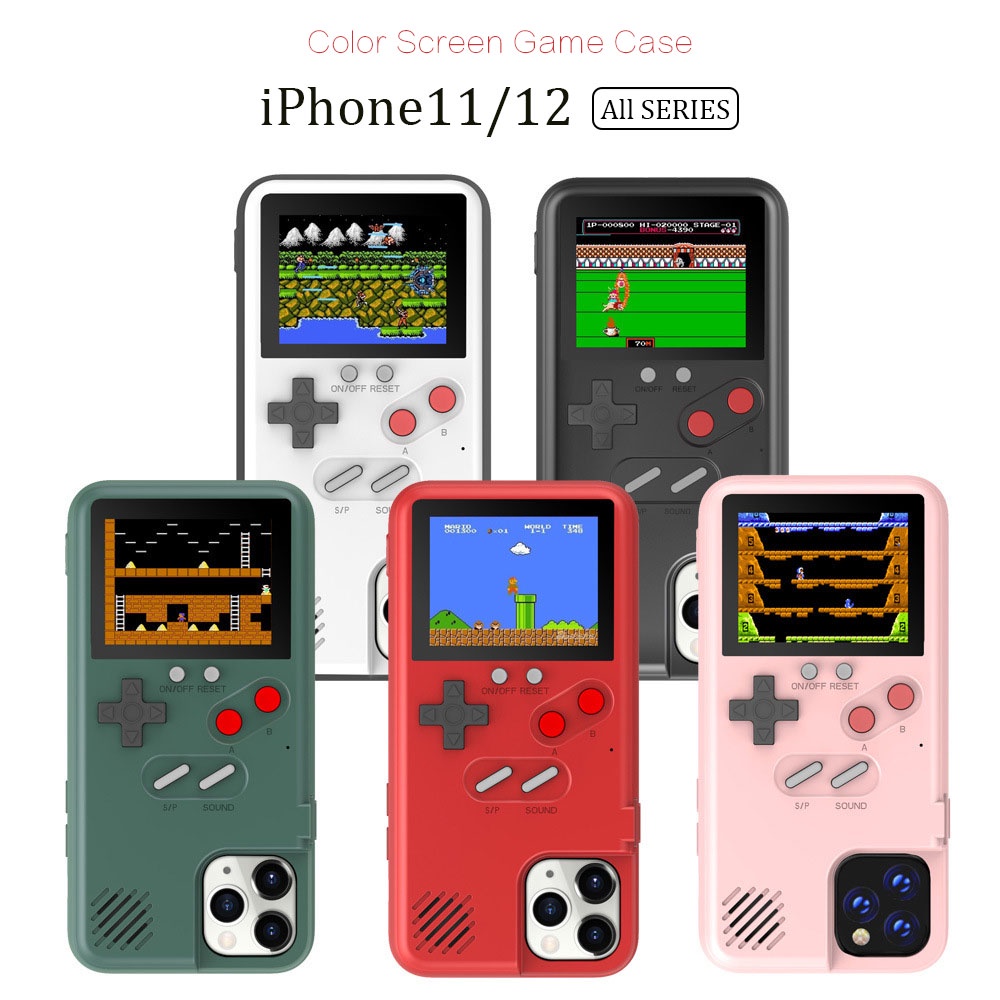 Casing iPhone 13 12 11 Pro Max Shockproof Motif Gameboy 36 games