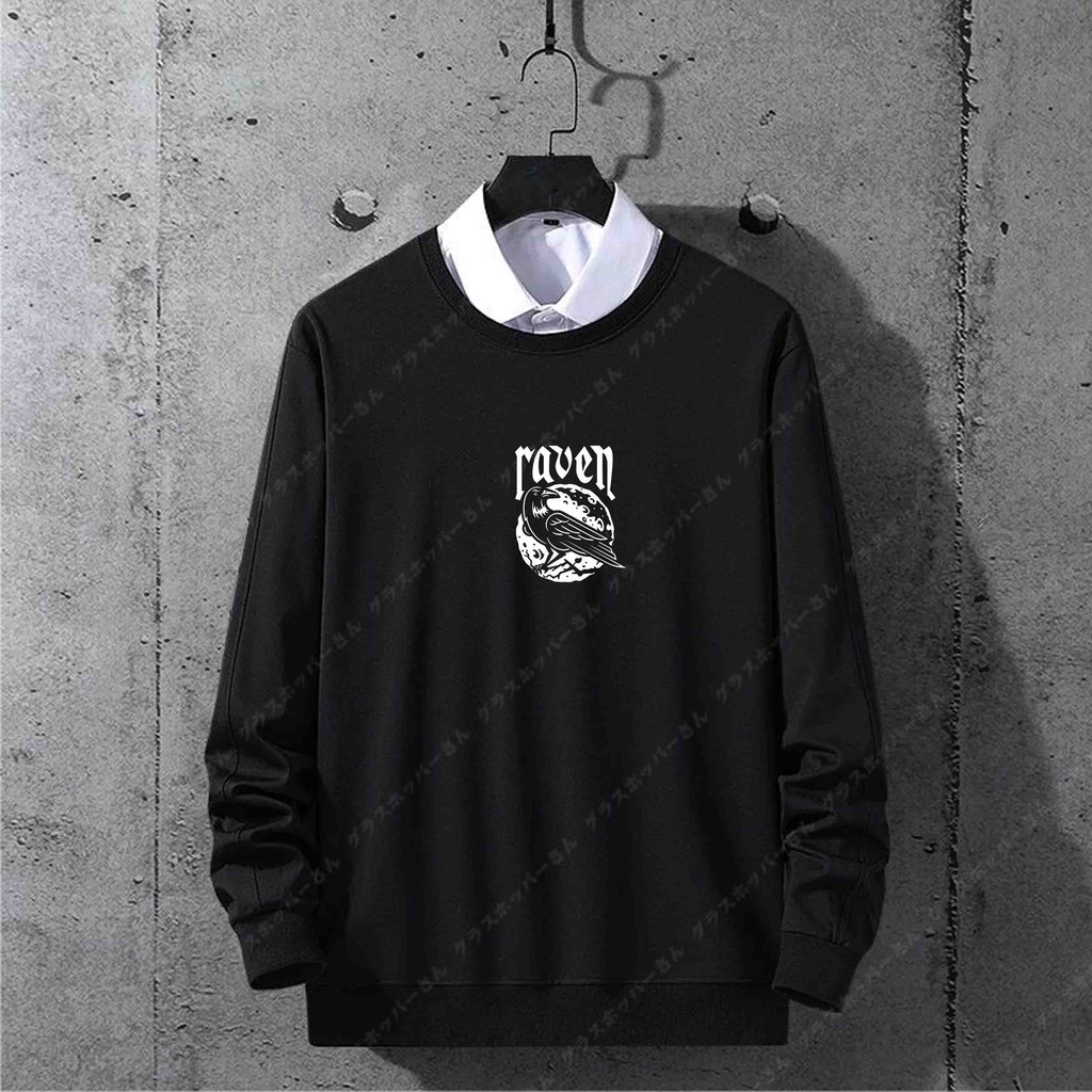 D'Cuanin crewneck gambar . suiter . switer . sweater laki . switer cowok . hoodie . switer . jaket pria distro jepang . jaket switer hoodie . sweater hoodie pria distro original . jaket hoodie pria . suiter . switer polos . hoodie pria distro jepang style-Raven