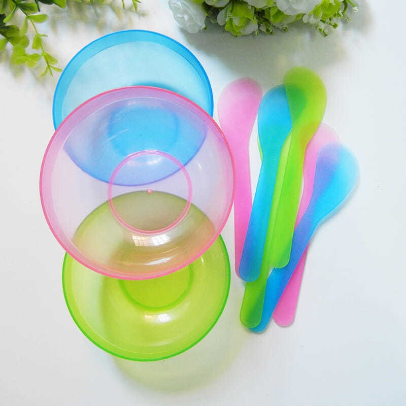 [1Set Reuseable Transparent Plastic DIY Mask Bowl &amp; Stick for Facial Care Tool ] [Make up Tools]