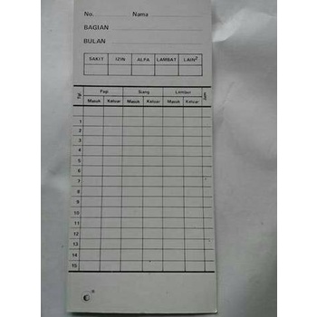 

☇ KARTU ABSENSI ISI 100 LEMBAR GROSIR ♞