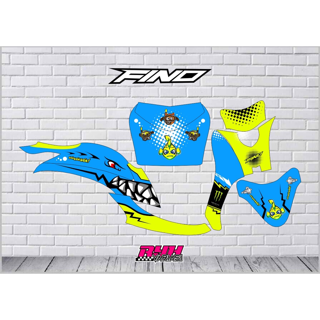 STIKER DECAL FULL BODY YAMAHA MATIC FINO 110 125 PREMIUM SHARK | MANDALIKA | RACE NEW FI