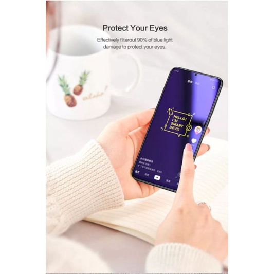 PAKET 3IN1- TEMPERED GLASS ANTI RADIASI BLUE LIGHT XIAOMI REDMI NOTE 8 PRO FULL LAYAR SCREEN