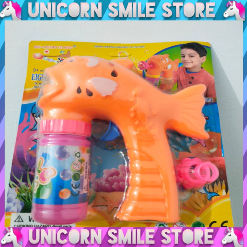 MAINAN ANAK TEMBAKAN PISTOL BUBBLE GUN GELEMBUNG BALON IKAN PROMO TERMURAH COD USS