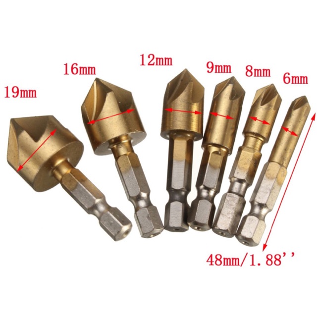 [ORIGINAL 100%] Mata Bor Drill Bit Countersink HSS Steel 1 Set 6Pcs