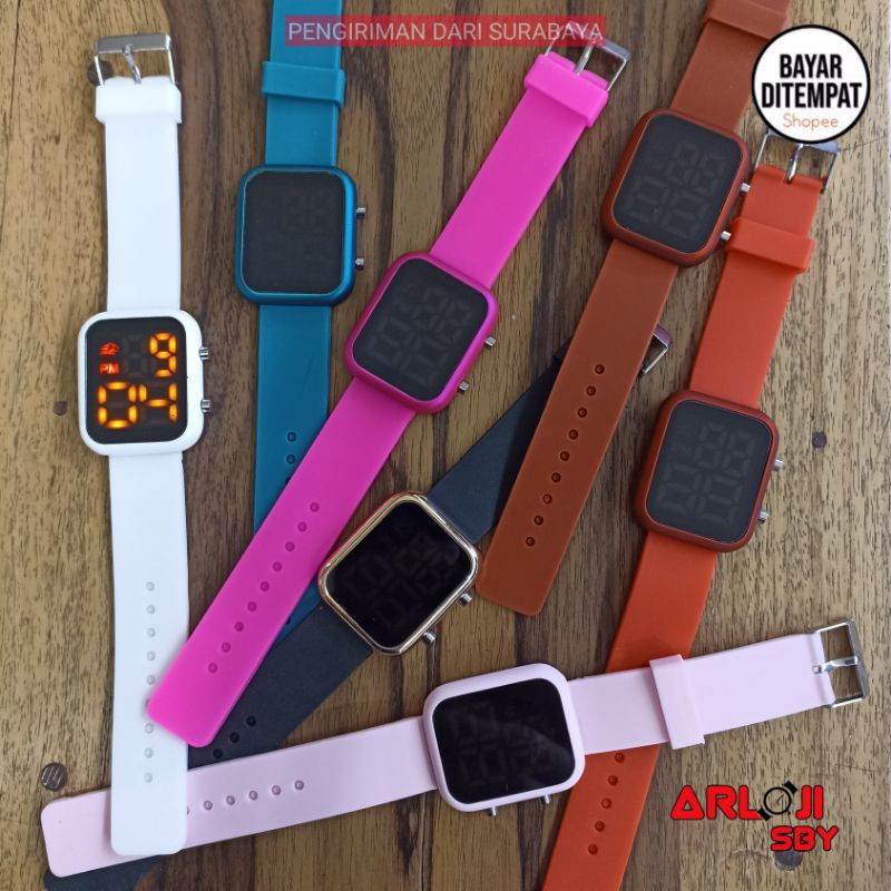 JAM TANGAN WANITA LED WATCH DIGITAL RUBBER STRAP BARU