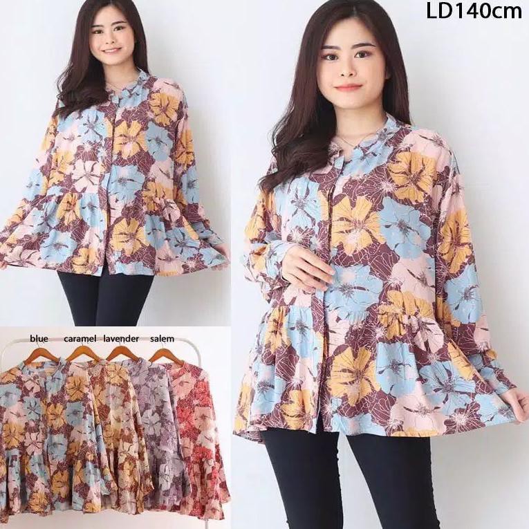 Baju atasan kemeja Peplum Korea JUMBO BIG SIZE Wanita 2004 Gemuk ibu hamil menyusui fashion modis (K