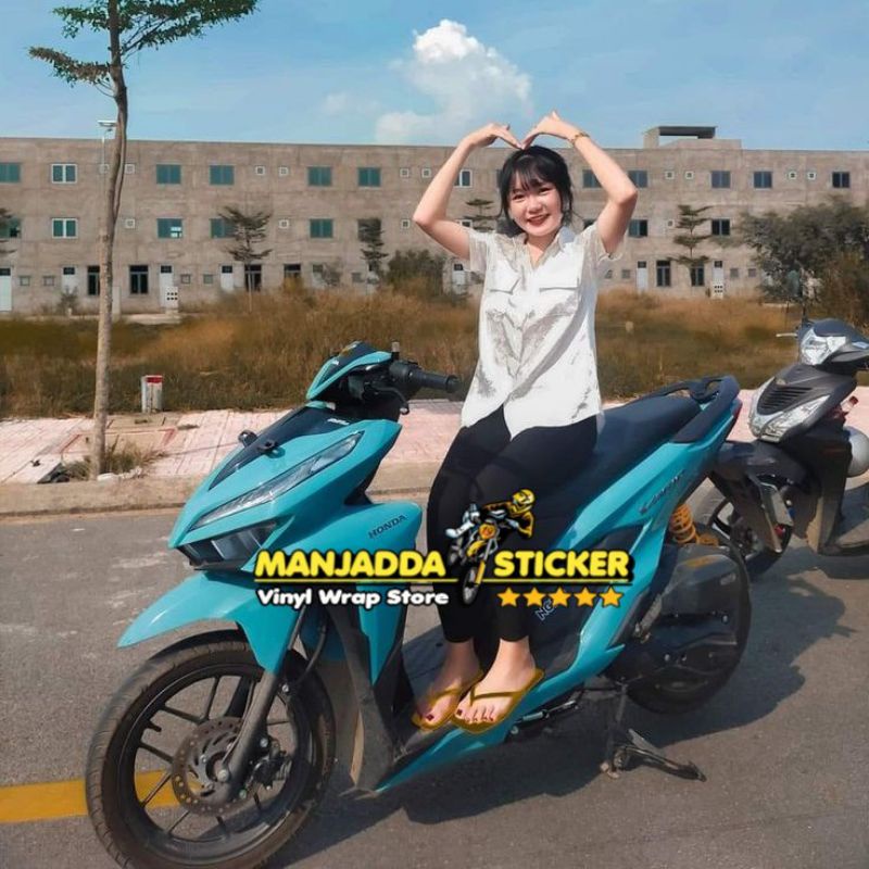 Skotlet stiker biru tosca glossy kualiatas premium bahan tebal mudah dipasang