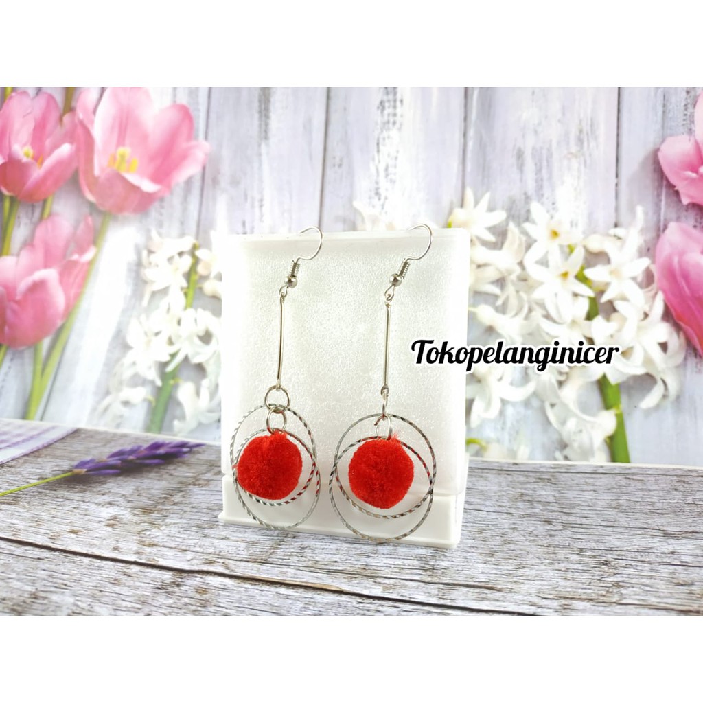 Anting fashion wanita Handmade cantik ( RINGPOM ) By Tokopelanginicer