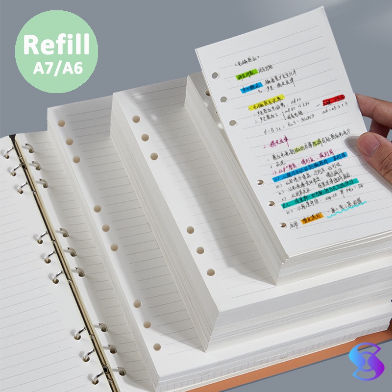 

A6/A7 refill notebook ISI BINDER KERTAS NOTEBOOK A5 A6 A7 6 LUBANG 6 HOLE | REFILL ISI ULANG RING 6 LOOSE LEAF POLOS DOT GARIS KOTAK TEBAL-Suning Mall