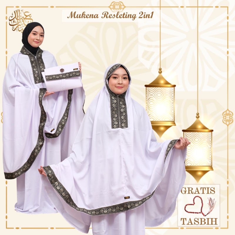 Mukena Dewasa Putih Terbaru 2022 Jumbo Mukenah Santri 2 in 1 Polos Khadijah Katun Jepang Remaja buka