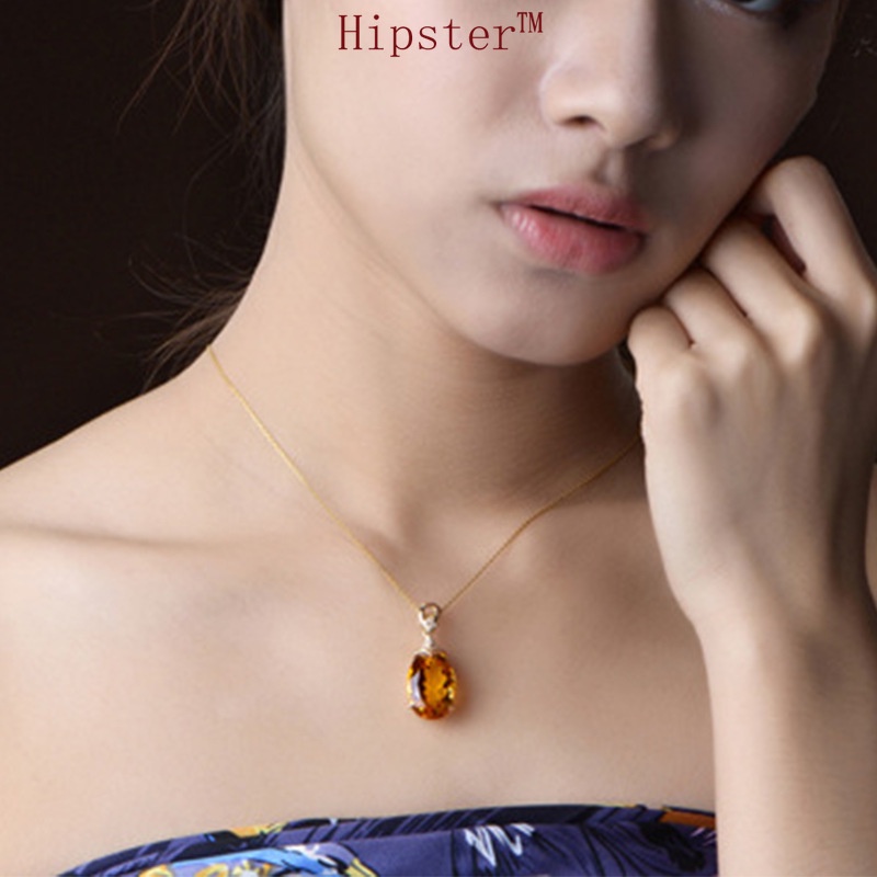 Popular Natural Citrine 18K Gold Pendant Fashion Necklace