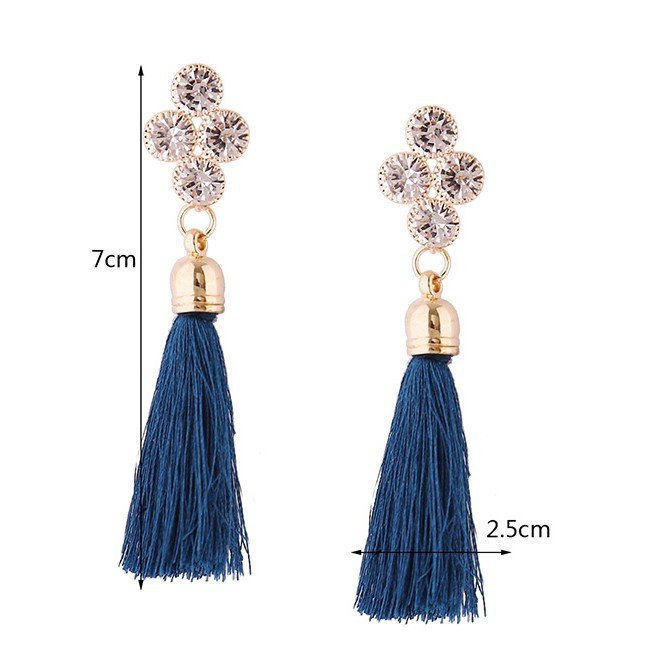 LRC ANting Tusuk Fashion Diamond Decorated Long Tassel Earrings