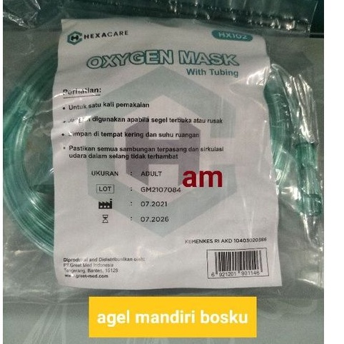 Selang Masker Oxygen Hexacare/Selang Masker Oksigen