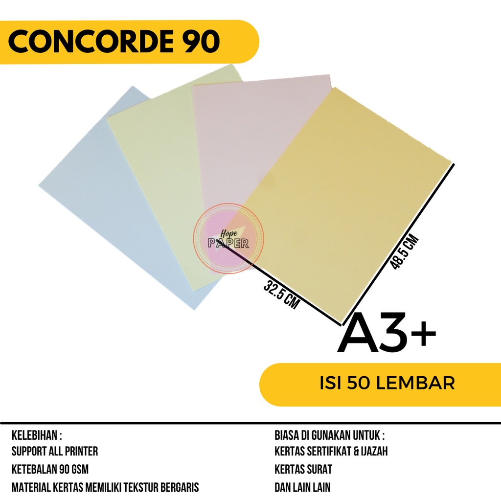 

Kertas Concorde A3 Plus 90gr isi 50 lembar / Concorde A3 Plus 90gr
