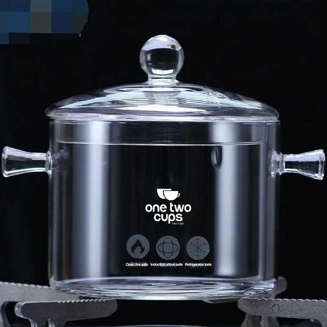 GS8 Panci Kaca Tahan Panas Casserole Dutch Oven Stewing Soup Pot 15cm OneTwoCups Pot Panci Masak Tahan panas kaca Stewing Soup Pot YWJ-1265 Gelas sop masak kompor