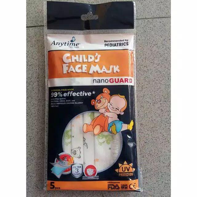 Anytime Childs Face Mask Nano Guard Isi 5pcs