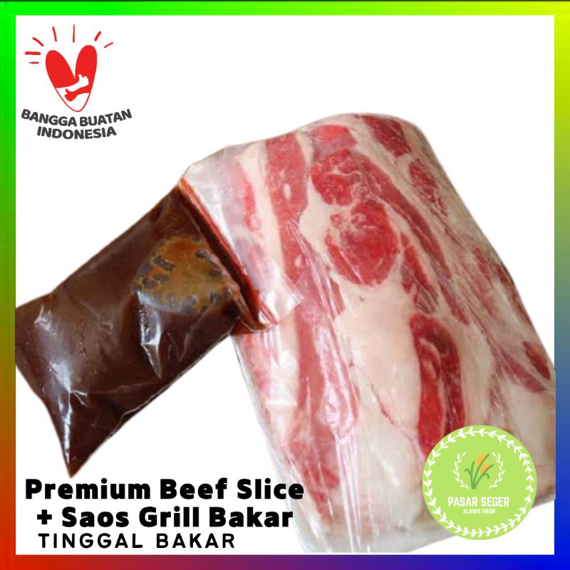 

Premium Beef Slice + Saos Grill Bakar / Tinggal Masak /Quality Resto**