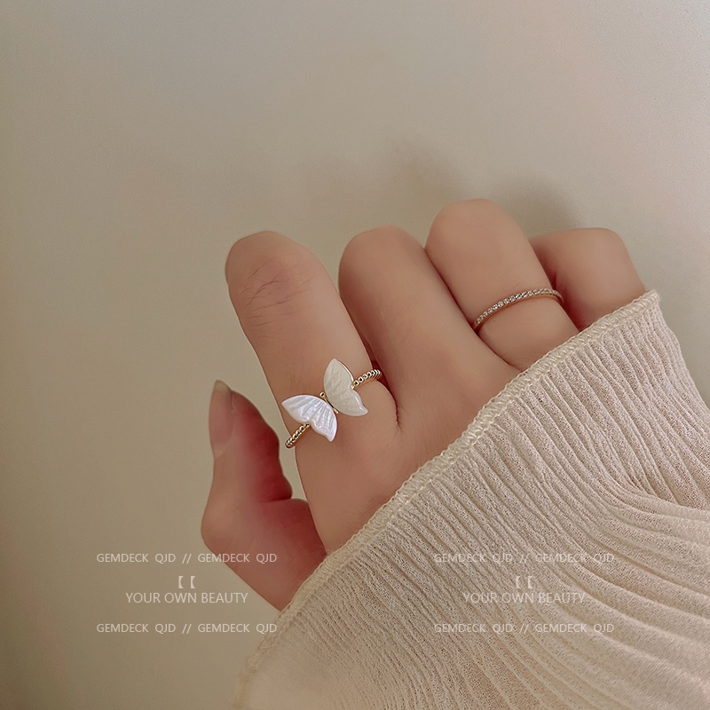 Cincin Model Terbuka Dapat Disesuaikan Desain Kupu-Kupu Gaya Korea Untuk Wanita