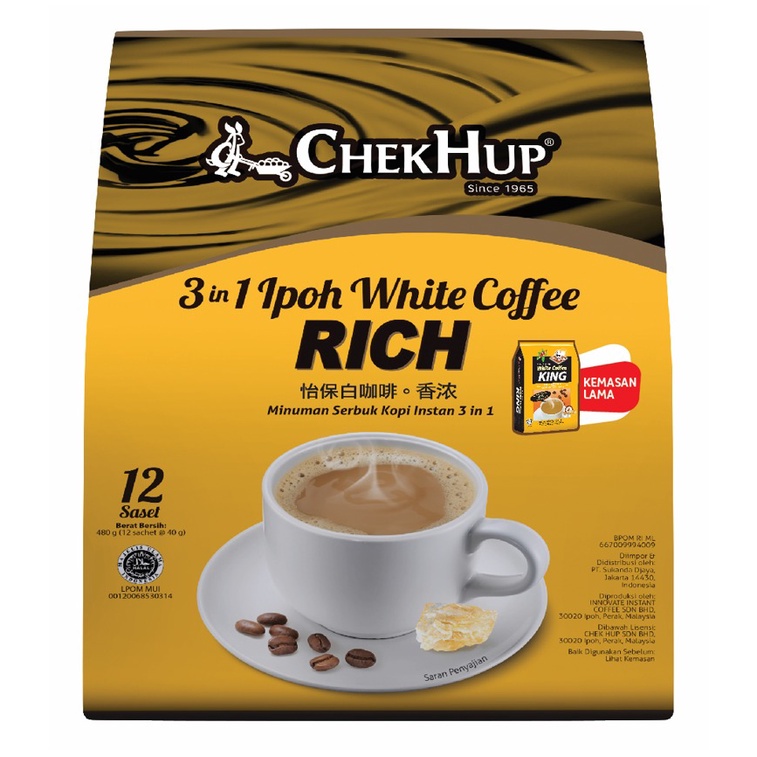 Chek Hup 3 in 1 Ipoh White Coffee King 40gr x 12 BPOM RI