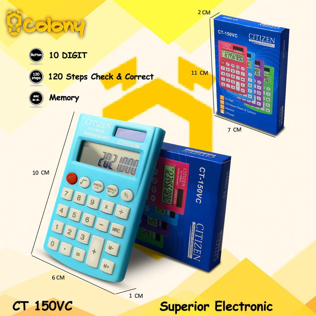 

Kalkulator Citizen CT-15OVC Kalkulator Saku Mini Kecil Pocket Digital Sekolah Kantor Calculator