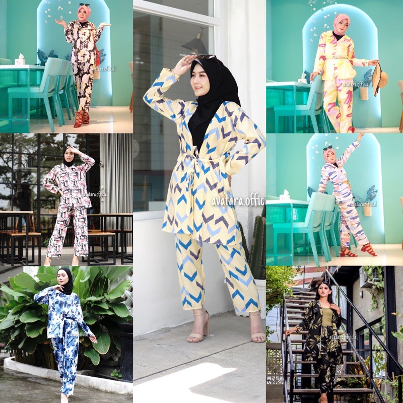 TERMURAH !!! ONE SET RAYON MOTIF / SETELAN WANITA