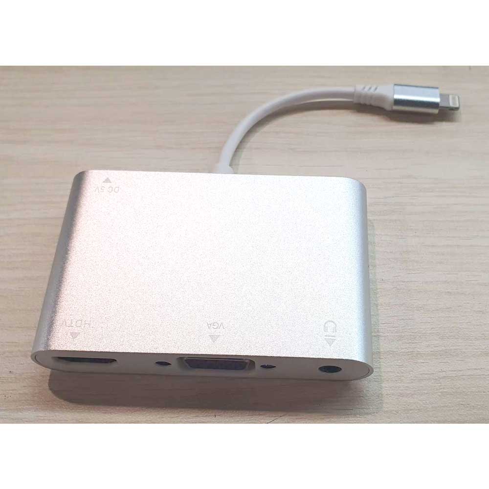 Adapter Converter Lightning to HDMI VGA with Audio Port - 7585C - Silver