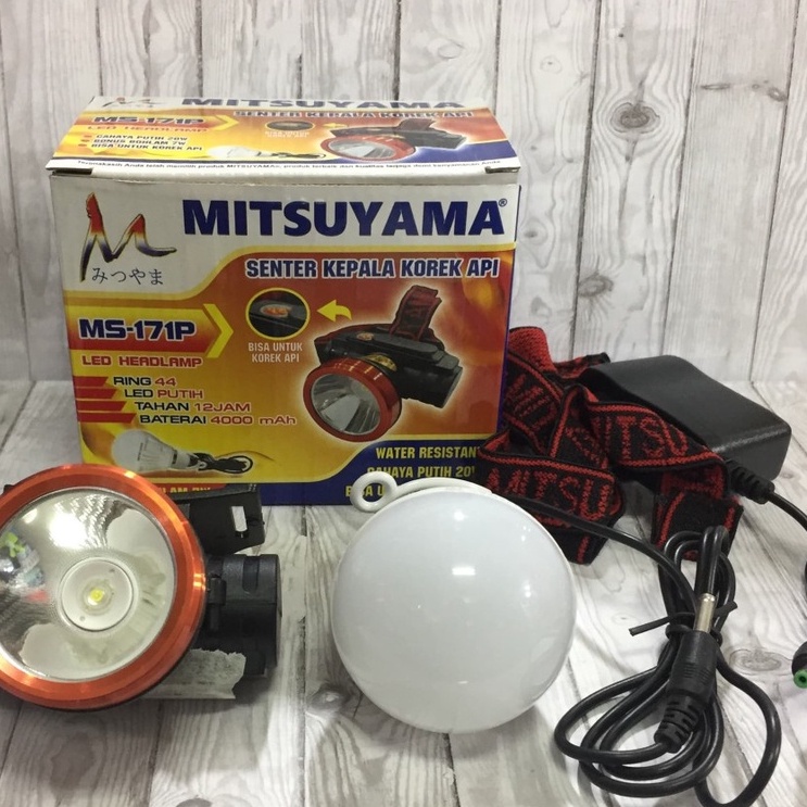 Senter Kepala Korek Api Mitsuyama MS-171P Head Lamp Bonus Bohlam 7 Watt Berkualitas