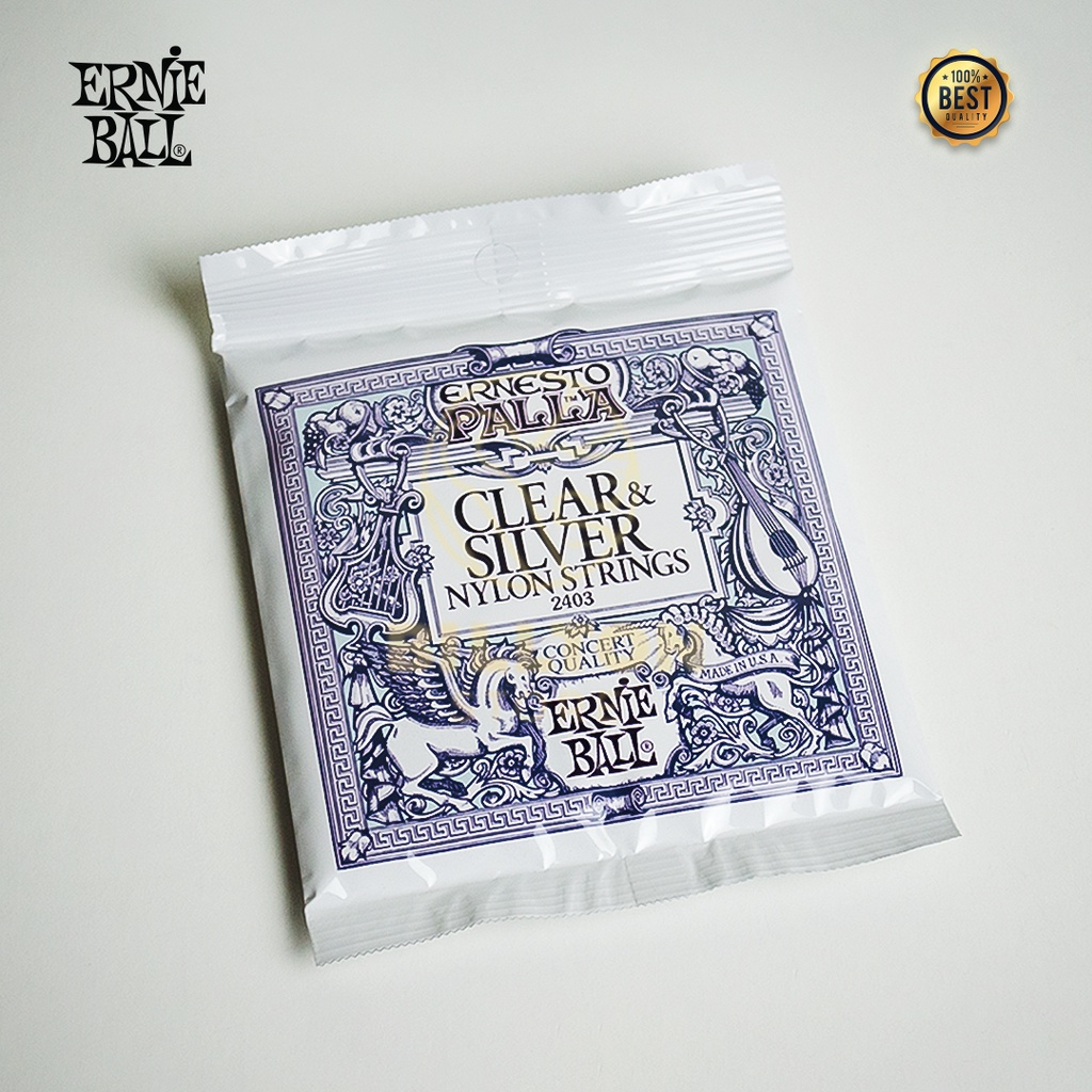 Senar Gitar Klasik Ernie Ball Senar Nylon Clear &amp; Silver / Black &amp; Silver Nylon