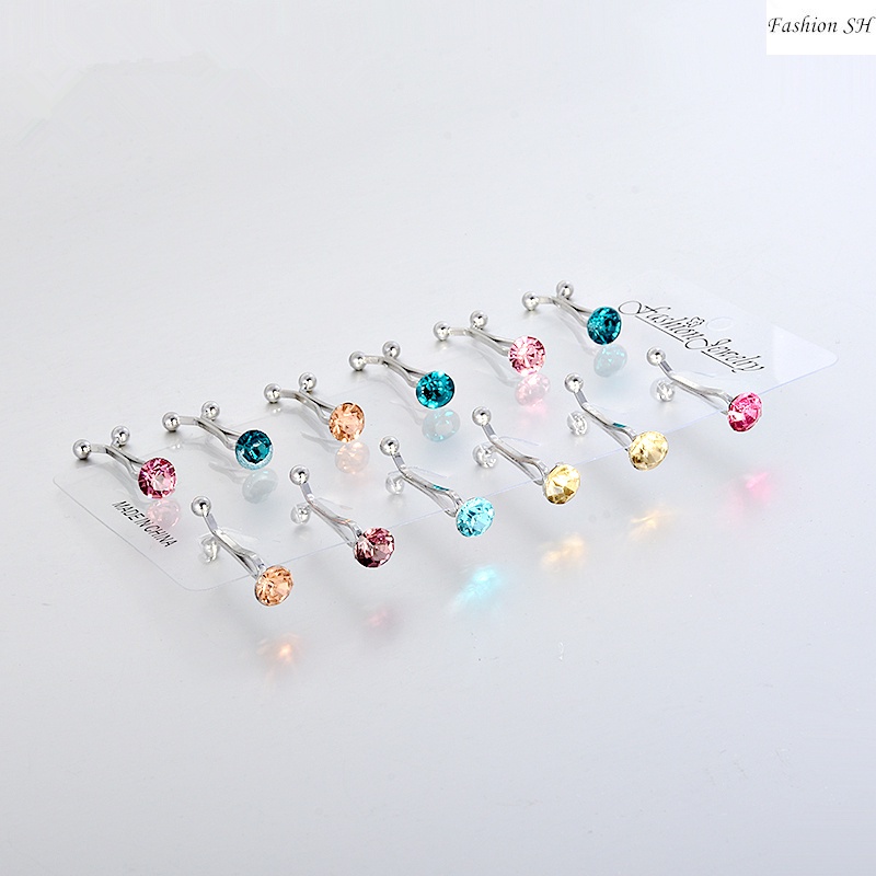 12pcs bros Pin Klip Hijab Hias Kristal Multi Warna Gaya Turki Untuk Wanita M20023