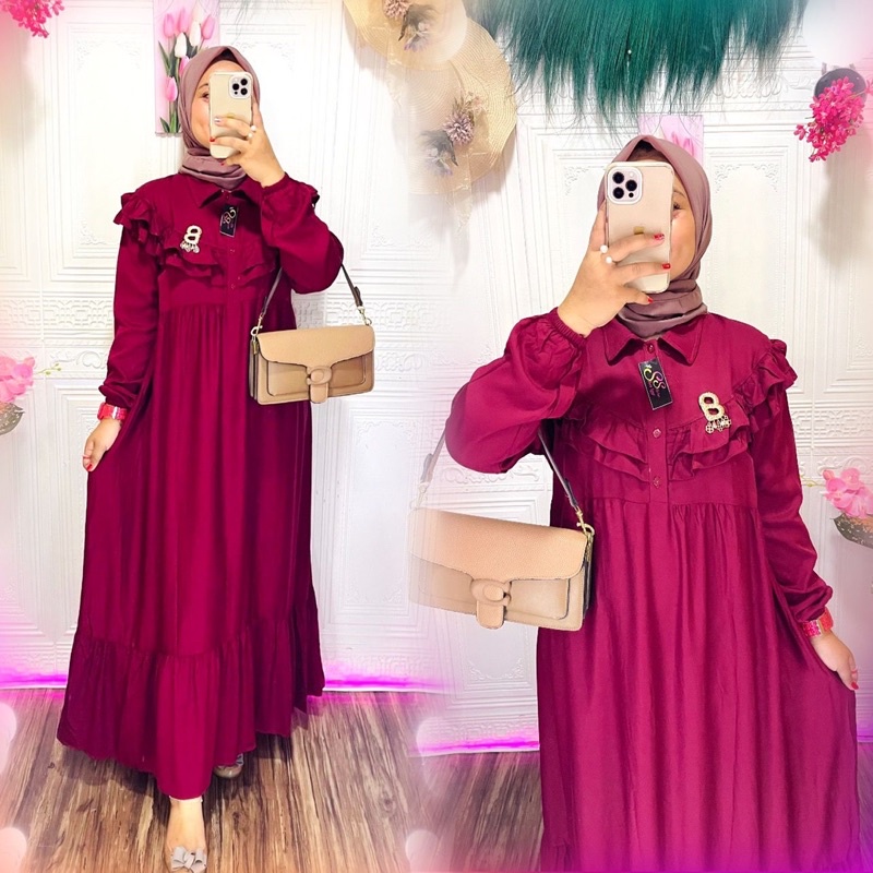 Amira Dress | Gamis Polos | Gamis Rayon Twill | Baju Muslimah