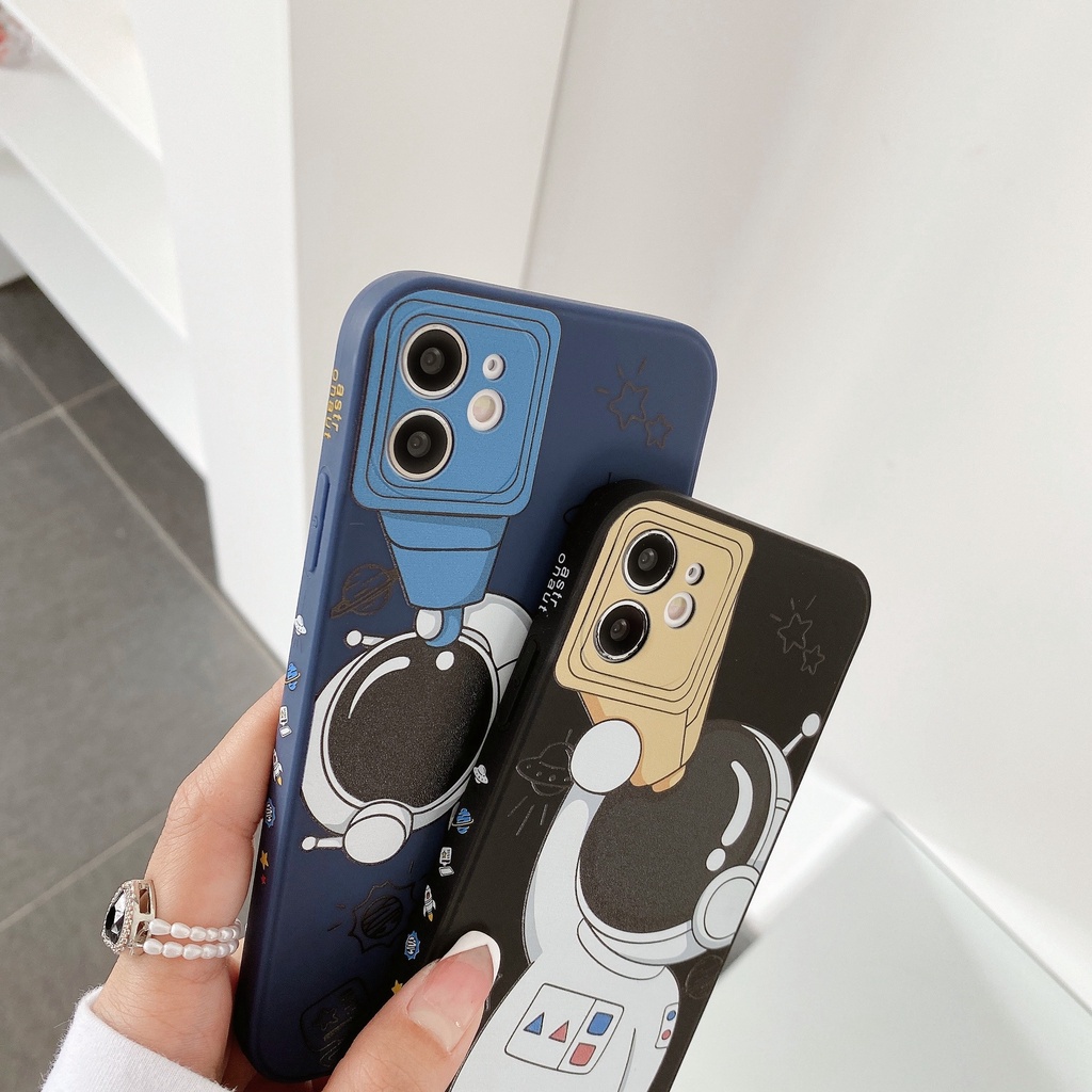 Kartun Astronot Sisi Lurus Casing Ponsel untuk iPhone 12 Pro Max 6 6S 7 7 Plus iPhone X XR XS Max Soft Case Fashion Kreatif Tiga Dimensi Casing Pelindung untuk iPhone 11 Pro Max