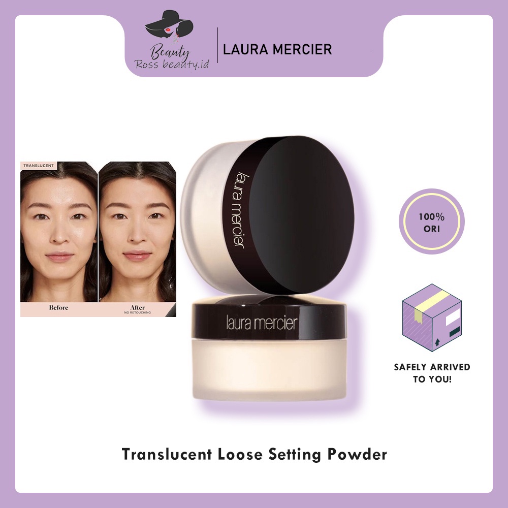 Laura Mercier Translucent Loose Setting Powder  29gr  full size Dengan box, No Puff New Packaging