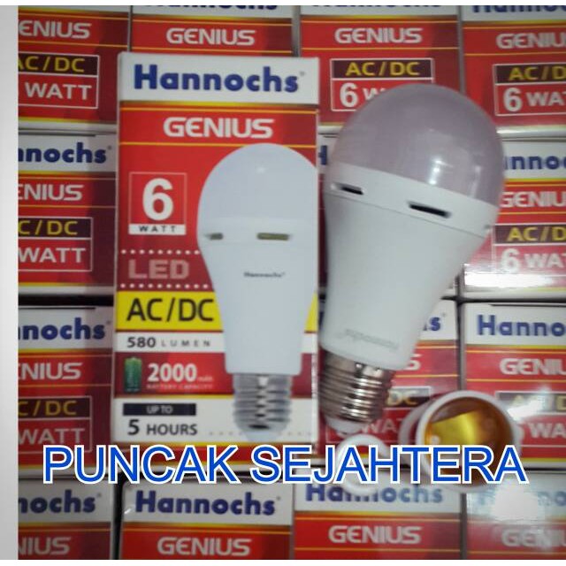 Lampu LED hannochs genius emergency 6w 6 watt ( tetap nyala walau mati lampu )