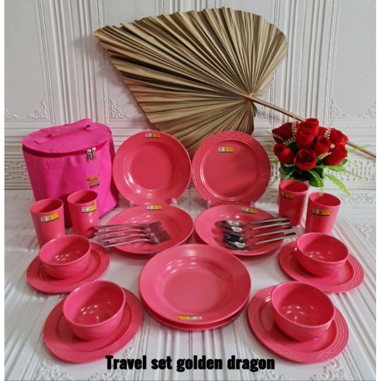 TRAVEL SET GOLDEN DRAGON/MELAMIN TRAVEL GOLDEN