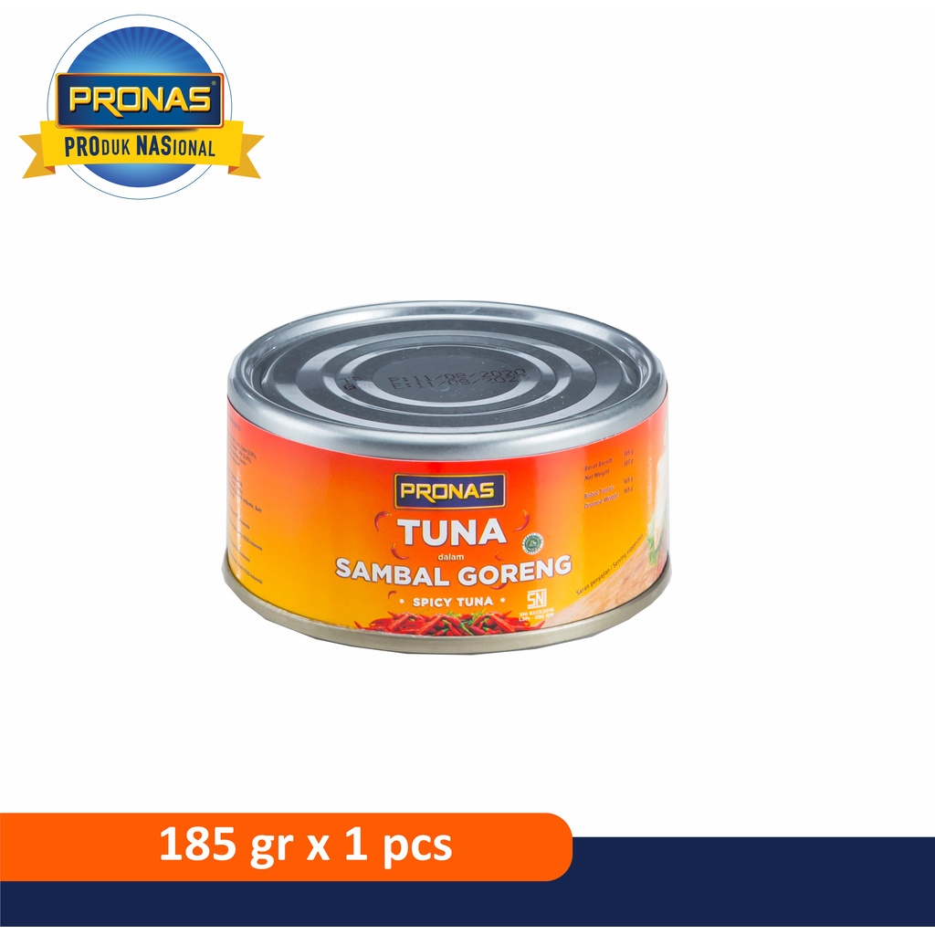 Pronas Tuna Sambal Goreng 185g dalam kemasan EOE (Easy Open End)