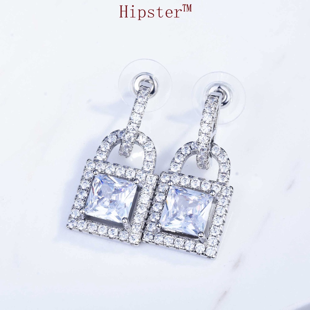 Hot Sale Fashion Design Cool Style Personality Ins Micro-Inlaid Diamond Lock Ear Studs