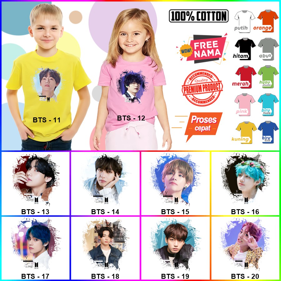 Baju Kaos ANAK DAN DEWASA BTS COUPLE (FREE NAMA)