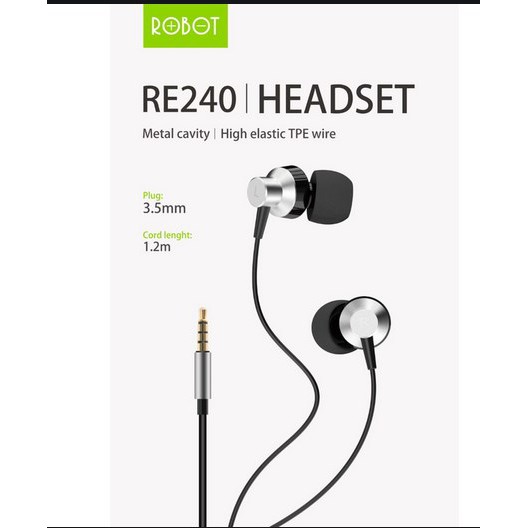 Earphone Headset Wired ROBOT High-Definition - Android - iPhone RE240